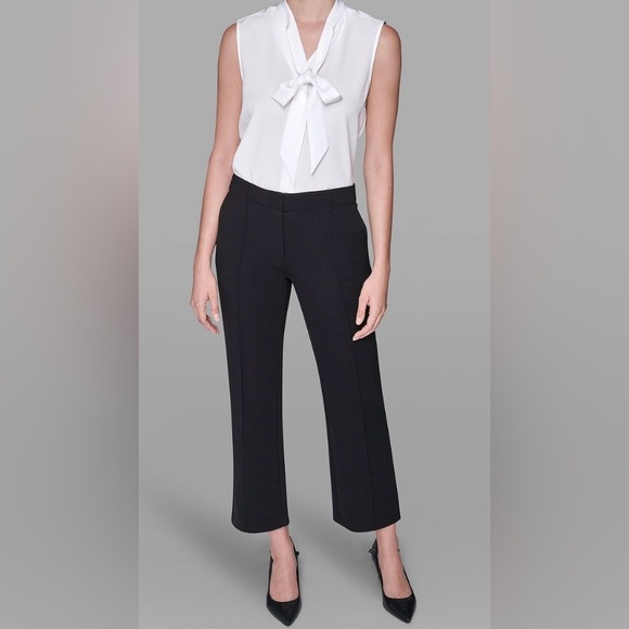 Karl Lagerfeld Black Ankle Straight Maxi Pants - Picture 7 of 9